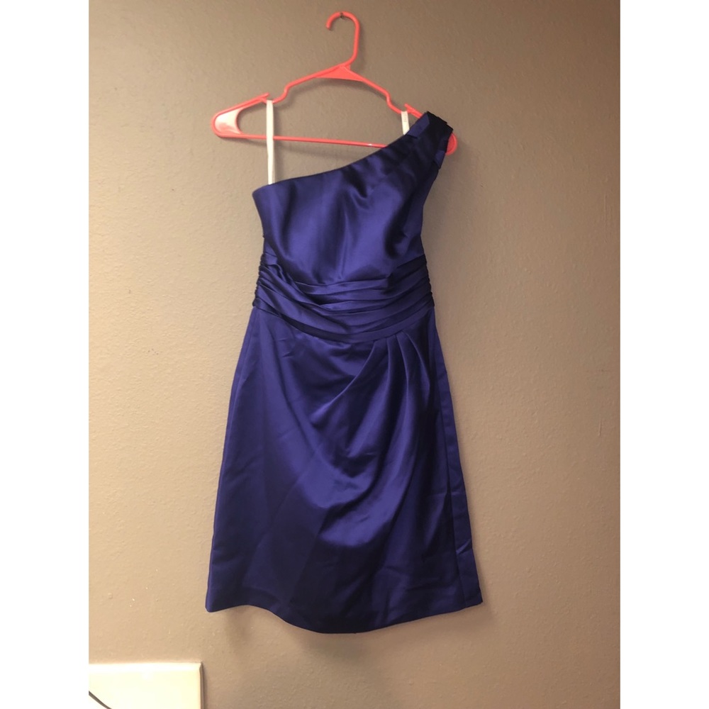 David’s Bridal one-shoulder dress